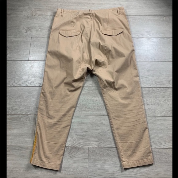 Nili Lotan Khaki Yellow Striped Linen Pants Size 10 - Picture 7 of 14